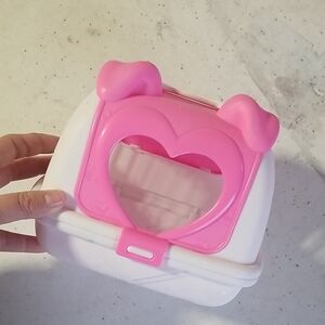 Pink and White Heart-Shaped Container